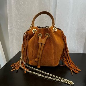 Italian leather fringe crossbody bag